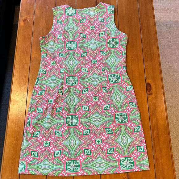 💚🩷 Melly M Pink Green Paisley Print Sleeveless Sheath Dress Size L EUC - Picture 2 of 8